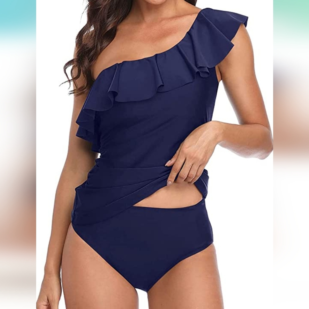 Women's Two Piece Swimsuits One Shoulder Tankini